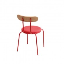 Cadeira Vermelha Estofada e Madeira Design Assinado